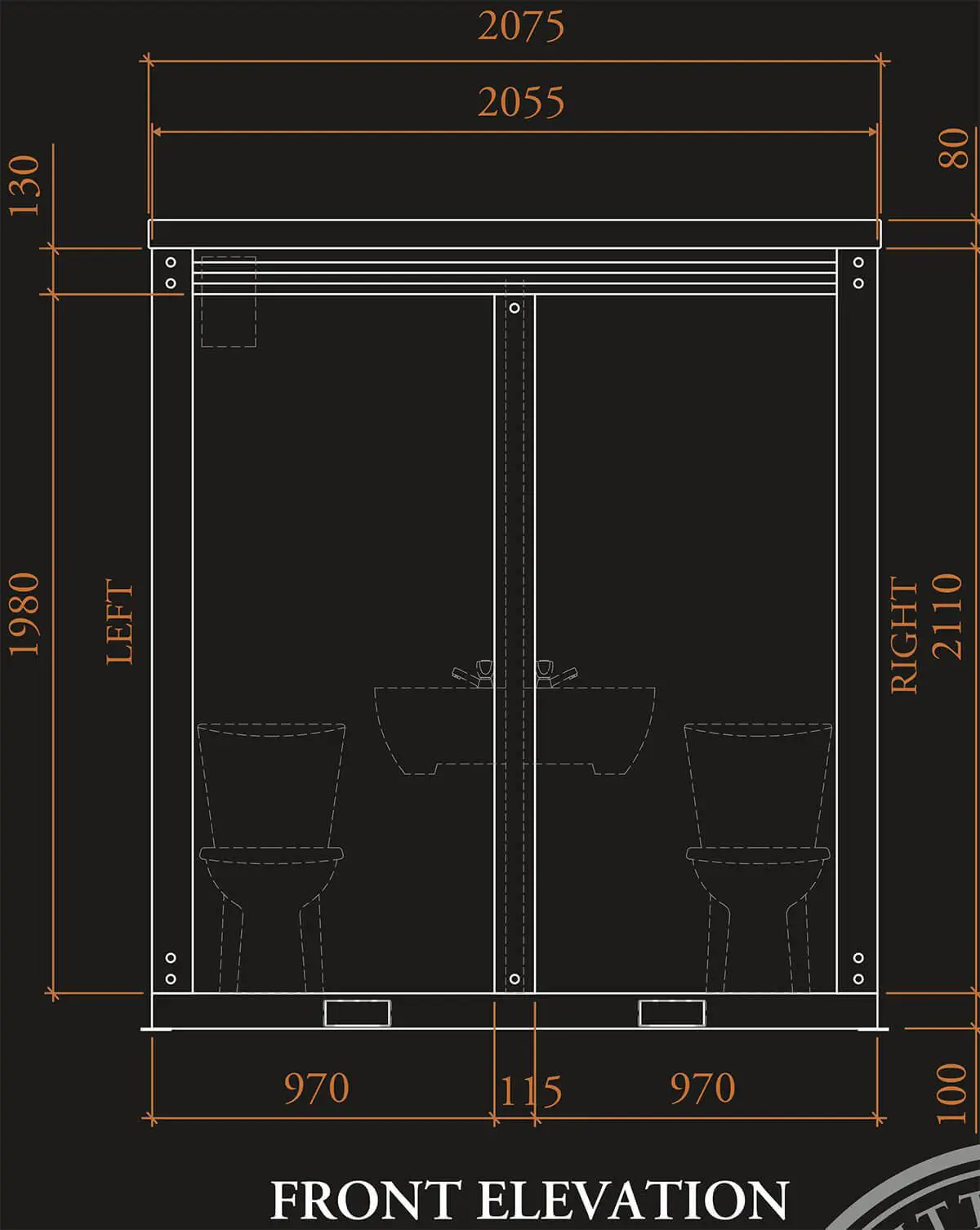 Double Toilet Front